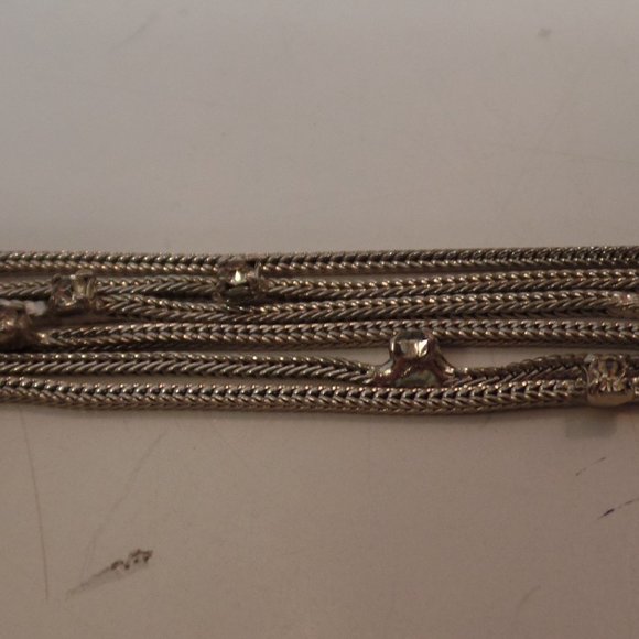 Vintage Silvertone Multi Strand Bracelet W Bling & Safety Clasp - Picture 5 of 9